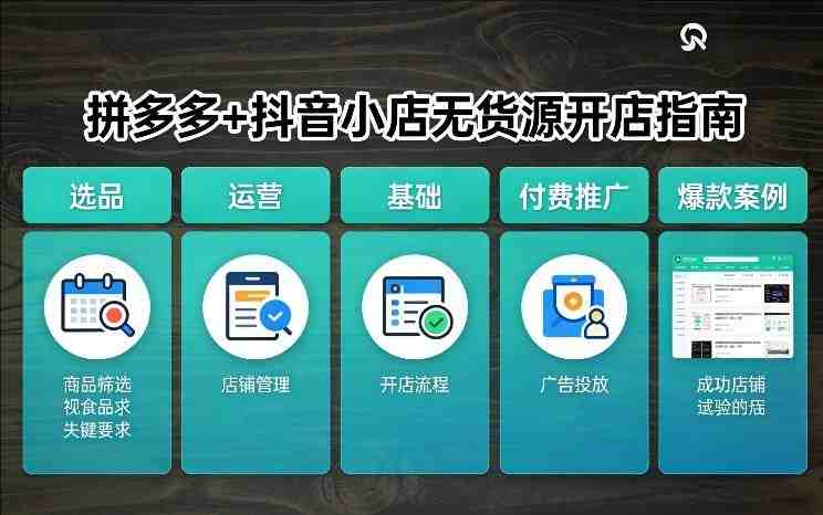 拼多多+抖音小店无货源开店，包括：选品、运营、基础、付费推广、爆款案例等(更新26年4月)-教程库
