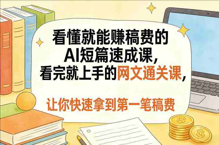 看懂就能賺稿费的AI短篇速成课，看完就上手的网文通关课，让你快速拿到第一笔稿费（更新4月）-教程库