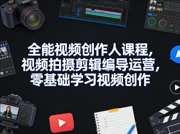 全能视频创作人课程，视频拍摄剪辑编导运营，零基础学习视频创作（更新2026年4月）-教程库