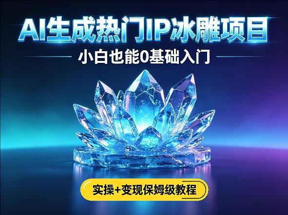 AI生成热门IP冰雕项目，小白也能0基础入门，保姆级实操教程-教程库