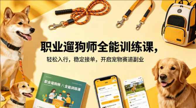 职业遛狗师全能训练课，轻松入行，稳定接单，开启宠物赛道副业-教程库