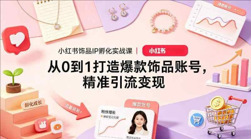 小红书饰品IP孵化实战课｜从0到1打造爆款饰品账号，精准引流变现-教程库