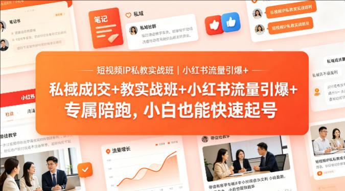 短视频IP私教实战班教程，小白也能快速起号-教程库