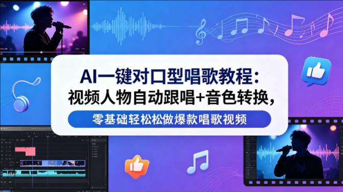 AI一键对口型唱歌教程：视频人物自动跟唱+音色转换，零基础轻松做爆款唱歌视频-教程库