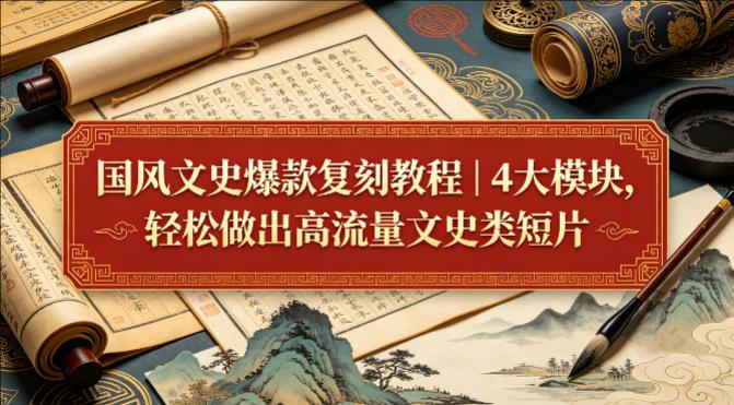 国风文史爆款复刻教程｜4大模块，轻松做出高流量文史类短片-教程库