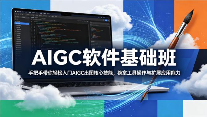 AIGC软件基础班，手把手带你轻松入门AIGC出图核心技能，稳拿工具操作与扩展应用能力-教程库
