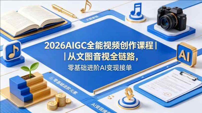2026AIGC全能视频创作课程｜从文图音视全链路，零基础进阶AI变现-教程库