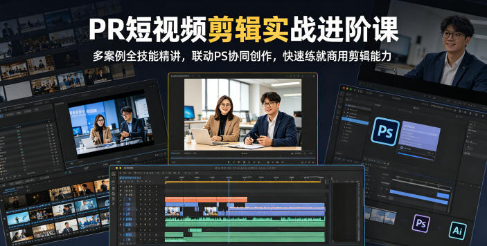 PR短视频剪辑实战进阶课，多案例全技能精讲，联动PS协同创作，快速练就商用剪辑能力-教程库