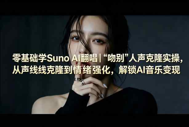 零基础学SUNO AI翻唱｜《吻别》人声克隆实操，从声线克隆到情绪强化，解锁AI音乐变现-教程库
