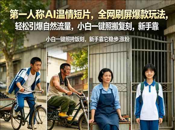 第一人称AI温情短片玩法，轻松引爆自然流量，小白一键照搬复刻，新手靠它稳步涨粉-教程库