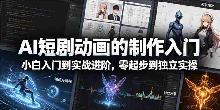 AI短剧动画的制作入门，小白入门到实战进阶，零起步到独立实操-教程库