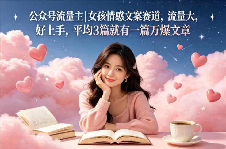 公众号流量主女孩情感文案赛道，流量大，好上手，平均3篇就有一篇万爆文章-教程库