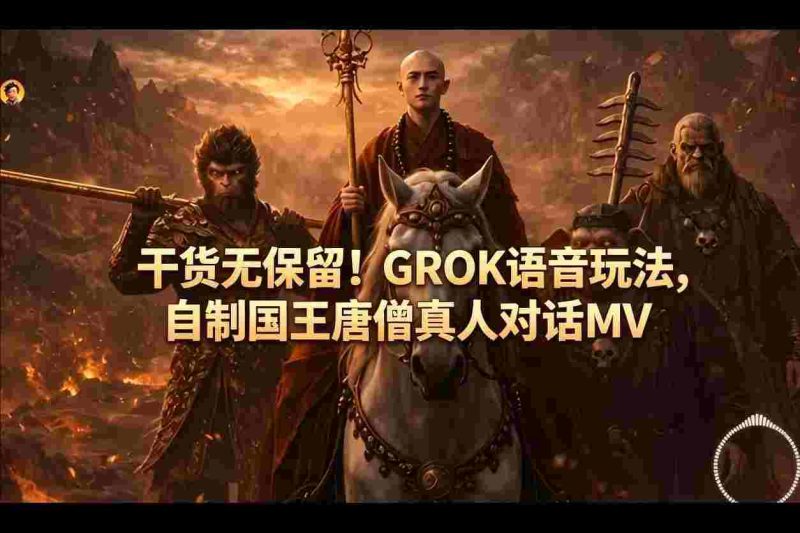 干货无保留！GROK语音玩法，自制国王唐僧真人对话MV-教程库