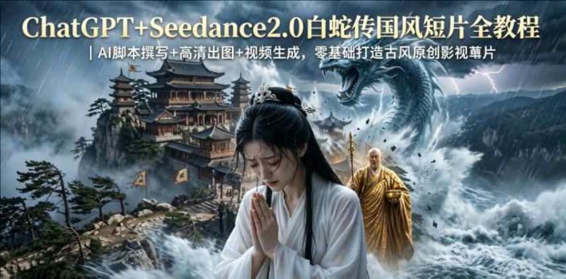 CHATGPT+SEEDANCE2.0白蛇传国风短片全教程｜AI脚本撰写+高清出图+视频生成，零基础打造古风原创影视短片-教程库